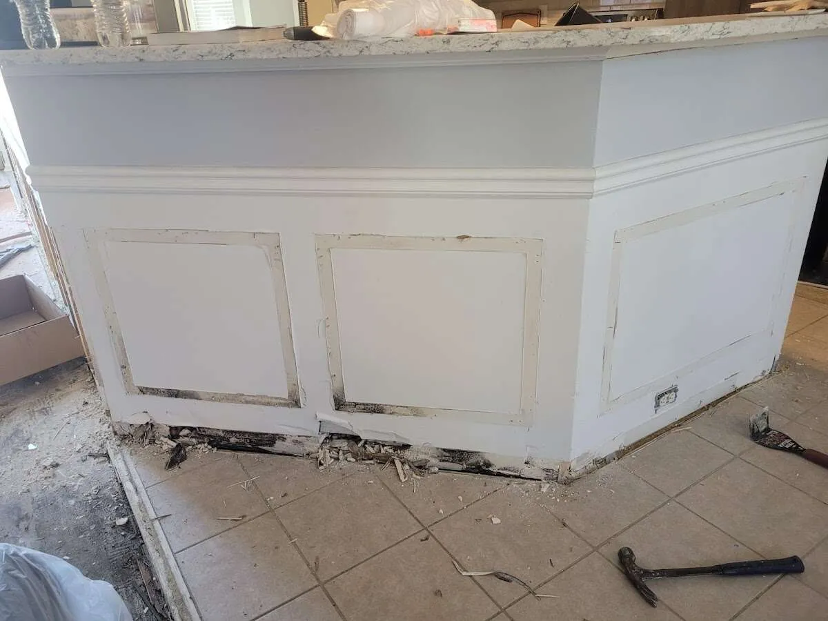 Water damage and mold on kitchen during Storm Damage Restoration in Riviera Beach